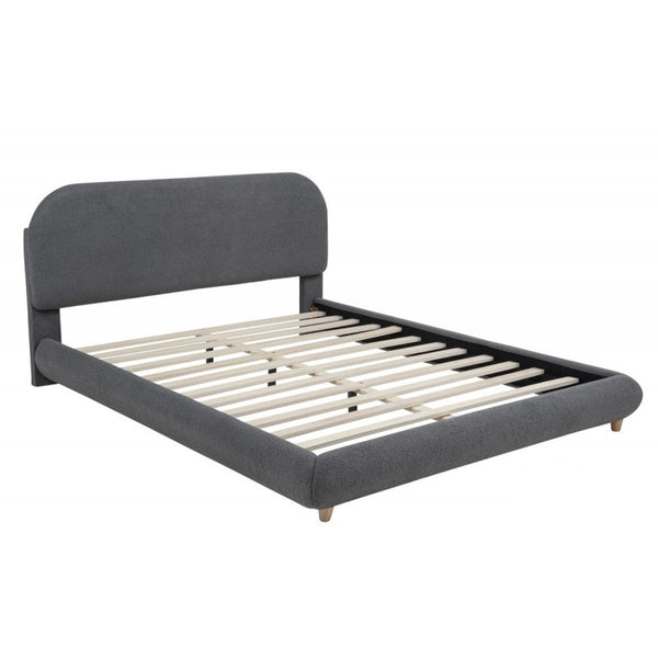 English Elm Contemporary Plush Upholstered Two-Tone Platform Twin Bed with Padded Headboard and Footboard, Sturdy Modern Frame Gray 85.5 L x 12.5 W x 7.5 H B011S01860