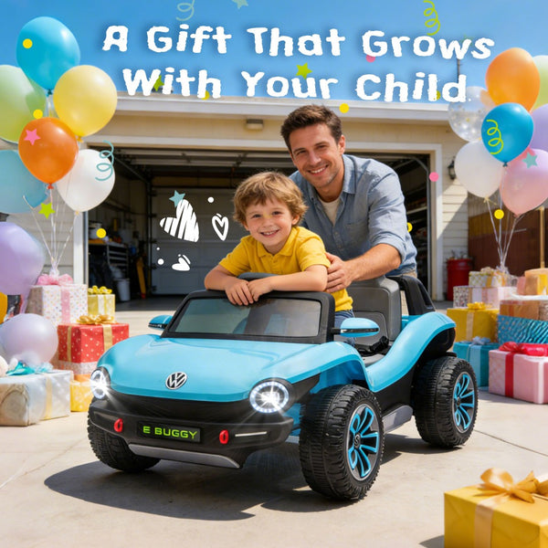English Elm 12v Licensed Volkswagen Beetle Ride on Car with Remote Control and Suspension for Kids Blue W1578P418192