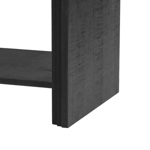English Elm U_Style woven wood slat console table with solid veneer top, durable MDF frame, 220lb capacity, elegant entryway centerpiece Black N711P269058B