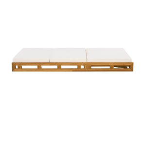 English Elm Christopher Knight Home® - Lounge Chaise Set - Solid Acacia Wood With Water-Resistant Cream Cushion For Ultimate Comfort & Style N770P272405T_N770P208317C