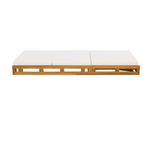English Elm Christopher Knight Home® - Lounge Chaise Set - Solid Acacia Wood With Water-Resistant Cream Cushion For Ultimate Comfort & Style N770P272405T_N770P208317C