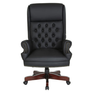 OSP Home Furnishings Deluxe Queen Anne Executive Chair with Lumbar Support and Cherry Wood Finished Base TEX228-3