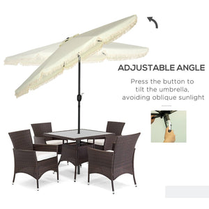 English Elm Outsunny 9Ft Cream White Patio Umbrella With Tilt, Ruffled Canopy, And Durable Steel Frame For Outdoor Fun W2225P200478-GIGA