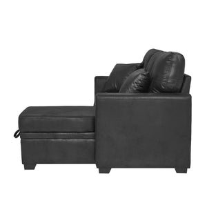 English Elm Sleeper Sectional Sofa with Storage Chaise Tufted Black Fabric L-shaped Living Room W5568S00037