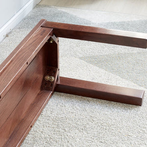 English Elm (1.2m) Solid Oak Dining Bench with Walnut Finish Metal Reinforced Seat Farmhouse Style W1283P434414