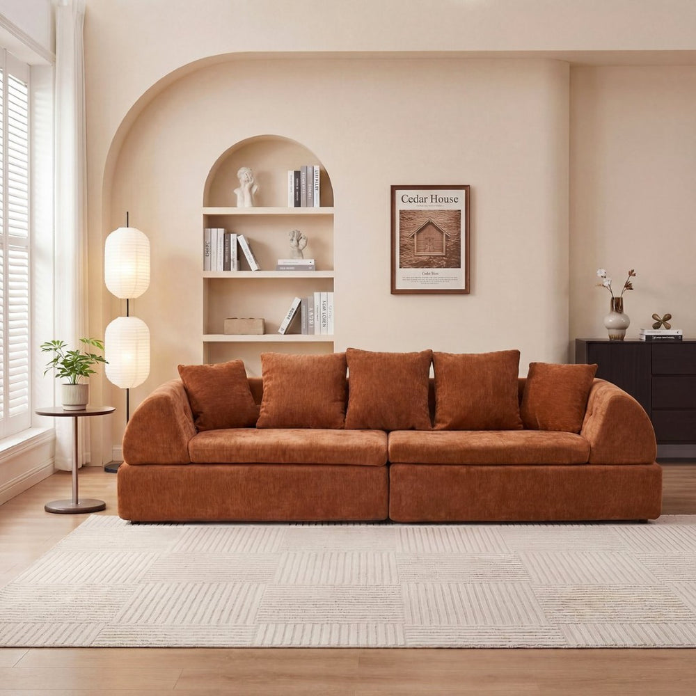 English Elm Cloud Modular Sectional with Ottoman Sink-in Cushions for Relaxed Living Spaces W3728S00010