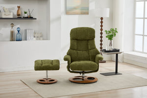 English Elm 010-Ergonomic Recliner Chair with Ottoman Green - 140° Adjustable Swivel Seat, Heated & 5-Point Massage W2636P358622