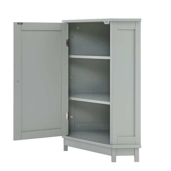 English Elm Grey Triangle Corner Bathroom Cabinet with Adjustable Shelves, MDF Storage Unit for Towels & Supplies (31.5"L x 20.28"W) N725P172615E