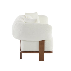 English Elm Round Arm Curved Sofa Plush Upholstered Mid-century Living Room Lounge Seating Beige N771P270523M