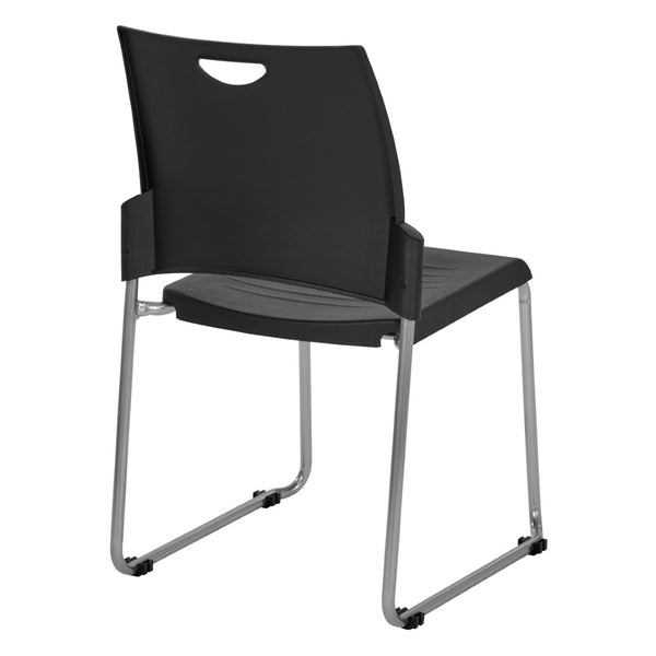 OSP Home Furnishings Sled Base Stackable Commercial Chair with Polyurethane Seat for Office and Lobby Use Black STC8302C4-3