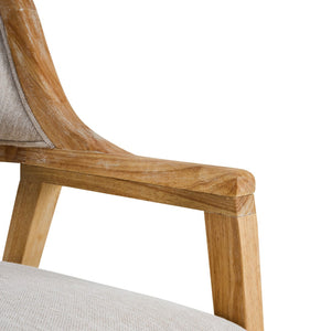 English Elm Mid-century Modern Upholstered Dining Arm Chairs with Rubberwood Frame Set of 2 Beige,Natural N768P382497N