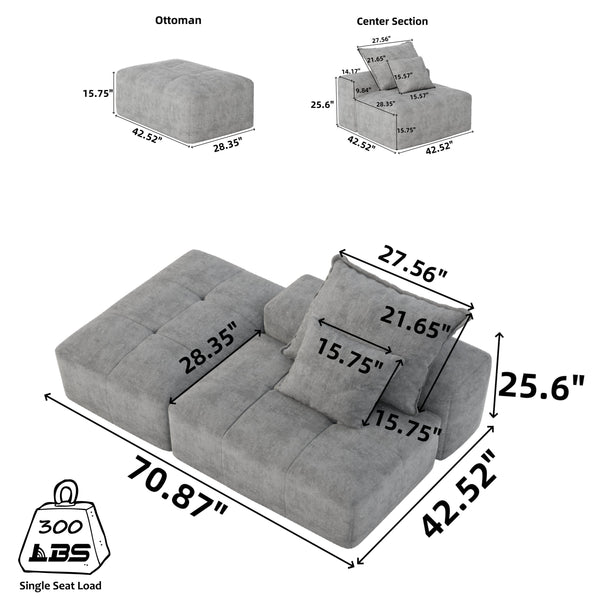 English Elm Modern Oversized Modular Sectional Sofa In Sparkling Chenille With 2 Cozy Pillows, No Assembly Needed! W1885P298453
