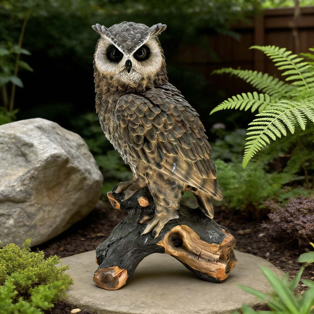 English Elm 18.98" Resin Owl Statue Hand-painted Weatherproof Garden Patio Sculptural Decor W5709P462778