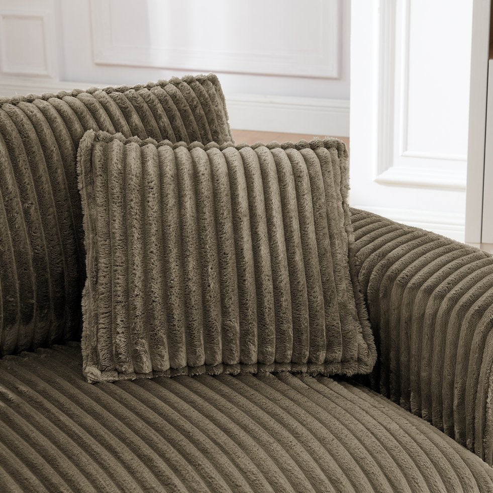 English Elm Lazy Corduroy Armchair with Plush Cushion and Supportive Backrest for Living Room Comfort and Style Brown W487P326814