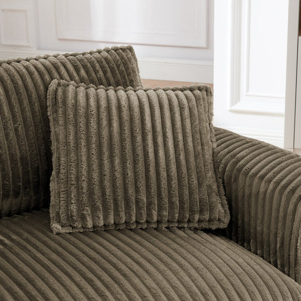 English Elm Lazy Corduroy Armchair with Plush Cushion and Supportive Backrest for Living Room Comfort and Style Brown W487P326814