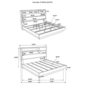 English Elm Pierce Eastern King Platform Bed with Led Headboard and Italian Gloss Finish B062S01833