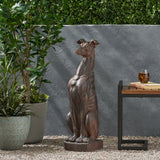 Christopher Knight Home® Regal Greyhound Cast Stone Garden Statue with Brown Finish | 9.50