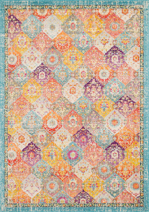 Unique Loom Penrose Blake Machine Made Trellis Rug Multi, Blue/Gray/Green/Orange/Navy Blue/Peach/Purple/Red/Yellow/Pink 9' 10" x 13' 11"