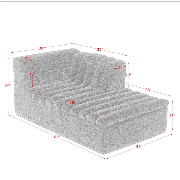 English Elm 106" Modular L-shaped Sectional Chenille Sofa Sculptural Low Profile Living Room Couch Dark Grey W1413S00124