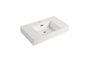 English Elm 30 Resin Gel-Coated Bathroom Basin Vanity Top, 30" White Durable Scratch-Resistant Modern Design W1972P186772
