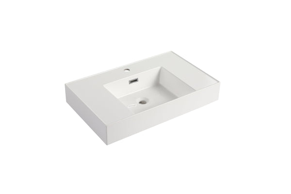 English Elm 30 Resin Gel-Coated Bathroom Basin Vanity Top, 30" White Durable Scratch-Resistant Modern Design W1972P186772