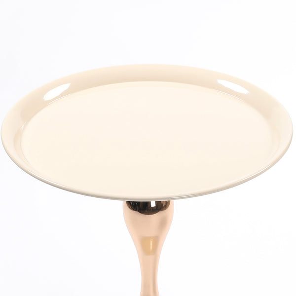 English Elm Mermaid Elegant Round Side Table with Mermaid Tail Pedestal, Minimalist Metal Tray Accent for Small Spaces W2664P297740