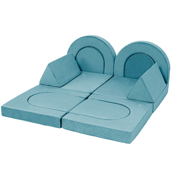 English Elm 14pcs Modular Foam Play Couch Set Convertible Toddler Fort Builder for Playrooms Cyan T5880P493432