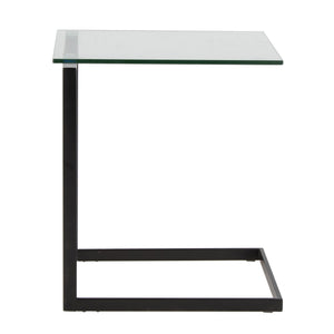 English Elm Zenn Contemporary End Table with Tempered Clear Glass Shelf & Sleek Black Metal Frame, Stylish Accent B202P223405