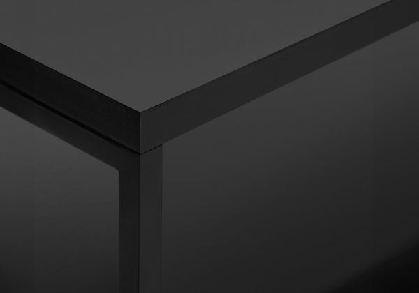English Elm Tv Stand 48 Inch Media Console with Two Drawers Black Laminate Metal Modern B2710P219151