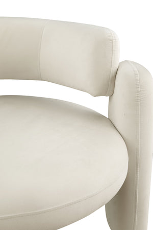 English Elm Accent Chair with Hollow Backrest for Ergonomic Support, Solid Wood Frame, Stylish Fabric Upholstery White W1420P194055