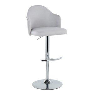 English Elm Ahoy Adjustable Barstool Set Of 2: Modern Chrome & Light Grey Fabric Stools With Swivel Comfort B202S00736