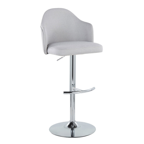 English Elm Ahoy Adjustable Barstool Set Of 2: Modern Chrome & Light Grey Fabric Stools With Swivel Comfort B202S00736