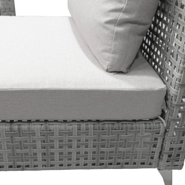 English Elm K&k 7 Piece Outdoor Modular Sectional Wicker Sofa Set with Tempered Glass Coffee Table Grey N707S000011G