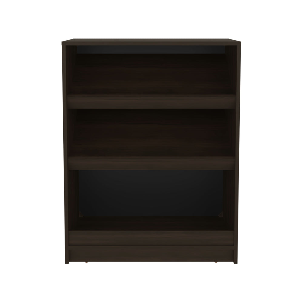 English Elm Toby 3-Tier Freestanding Shoe Rack Organizer — Walnut MDF Open Shelves, Holds 9 Pairs, Compact Entryway Storage B200P335360