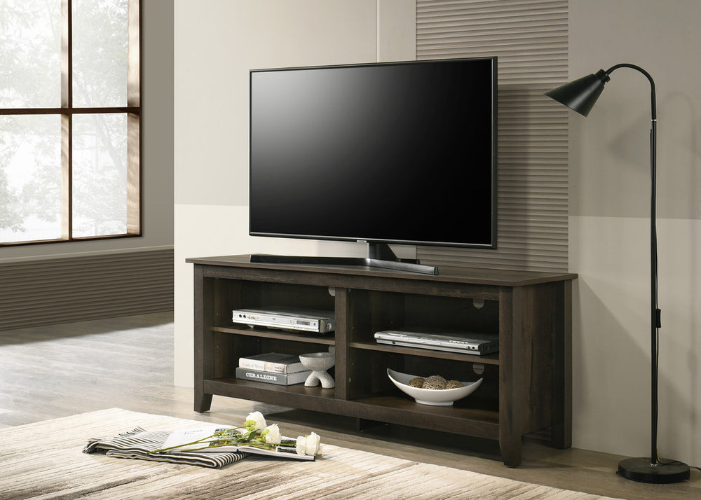 English Elm Trove 58" Dark Dusty Oak TV Stand with Adjustable Open Shelves, Cable Management, Fits 59" TVs B061P228700