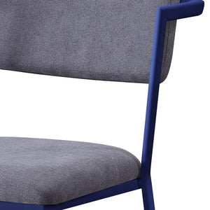 English Elm Grey Upholstered Open-Back Office Chair with Blue Metal Frame, Breathable Design & Padded Comfort B062P186424