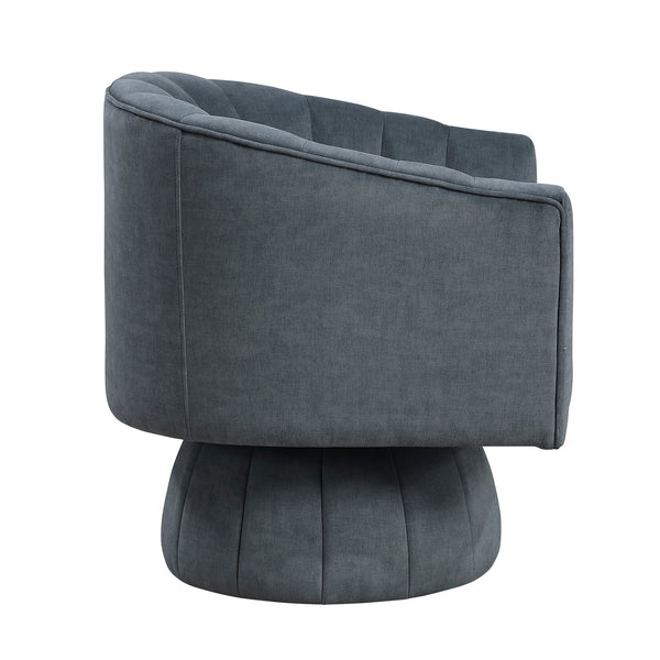 English Elm Dark Gray Velvet Swivel Barrel Chair with Channel Stitching, 360° Comfort, High-Density Foam, 300lb Capacity B011P329258