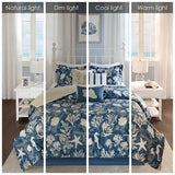 Madison Park Cape Cod Coastal 7 Piece Cotton Sateen Comforter Set MP10-5283 Blue