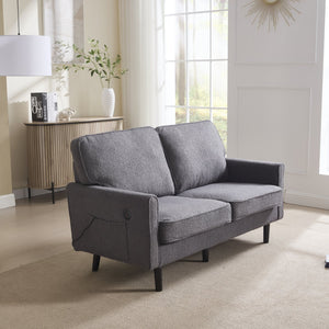 English Elm Loveseat Mid Century Modern Two-Seater Sofa with USB Type-C Charging, Removable Zipper Covers, Durable Wood Legs Gray W395P238824