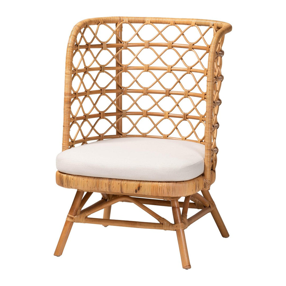 English Elm Modern Natural Rattan Accent Chair Woven Openwork Frame for Bohemian Living Spaces B2750P420415