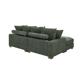 English Elm Sage Modular 86" Corduroy Sofa in Antique Green with Solid Wood Legs, Foam-Wrapped Seats & Headrests B343S00041