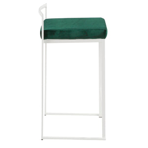 English Elm Fuji Contemporary Stackable Counter Stool with Thick Padded Faux Leather Seat, Modern Comfort Green B202P222386