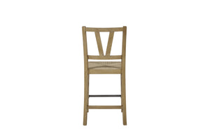 English Elm Counter Height Saddle Stool with Hickory Veneer Saddle Seat and Hand-Forged Metal Base, Durable Design Light Tan 42.75 L x 24 W x 13.75 H B2699P383853