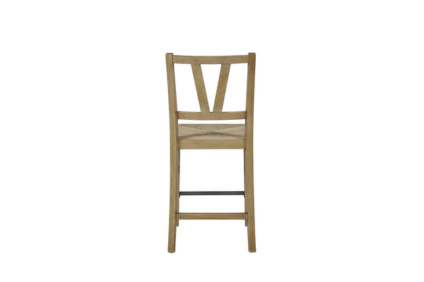 English Elm Counter Height Saddle Stool with Hickory Veneer Saddle Seat and Hand-Forged Metal Base, Durable Design Light Tan 42.75 L x 24 W x 13.75 H B2699P383853