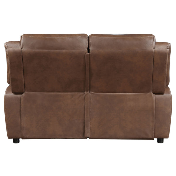 English Elm Worthington Dark Brown Padded Arm Loveseat — Plush Faux Leather Pillowtop Arms for Ultimate Comfort 92 B062P354080