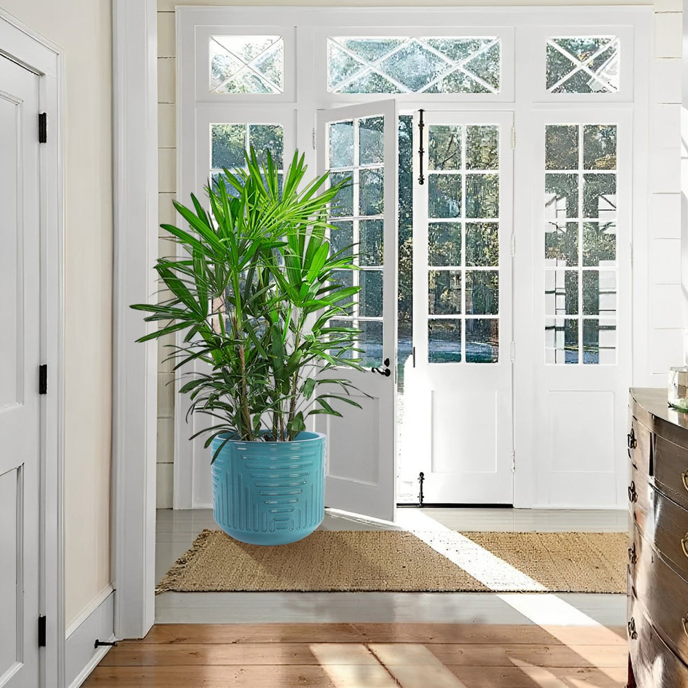 English Elm Ceramic Handcrafted Cyan Planter - Stylish Modern Flowerpot For Garden, Patio, Or Windowsill Decor W3273P326368