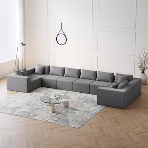 English Elm 188-Inch Corduroy Modular L Shaped Sectional Sofa with Extra-Wide Seating, No Assembly Required Grey W834S00475