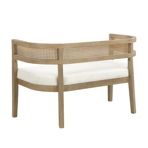 English Elm 47.5" Hand-woven Rattan Loveseat with Open Weave Back and Cushioned Two-seat Comfort Beige,Natural Ash N771P381036A