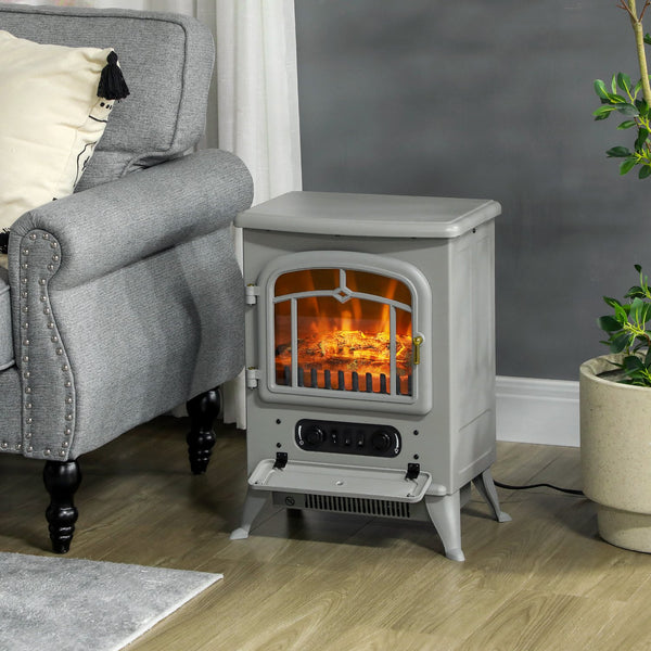 English Elm Homcom 22" Electric Fireplace Heater - Stylish Freestanding Stove With Realistic Led Flames & Safety Features W2225P249840