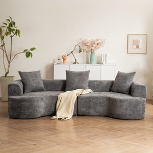 English Elm Modern curved sofa with extra-deep seat, cloudlike sponge support, high-carbon spring core, breathable cotton-linen fabric for lasting comfort and durability Gray W2012S00007